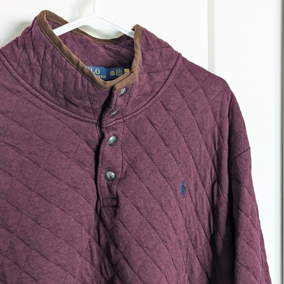 Polo Ralph Lauren Quilted 1/4 Snap Pullover - Maroon sz XXL - Picture 3 of 6